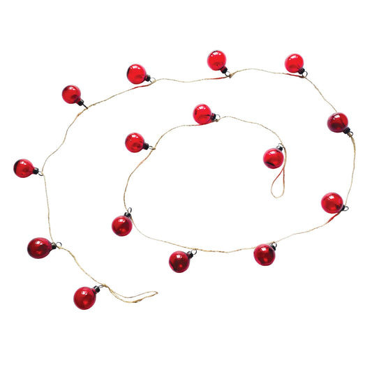Hand-Blown Red Glass Ball Ornament Garland