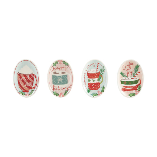 Oval Stoneware Dish With Holiday Saying