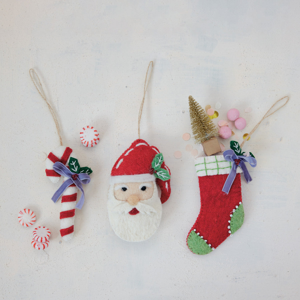 Felt Holiday Icon Embroidered Ornament With Beads
