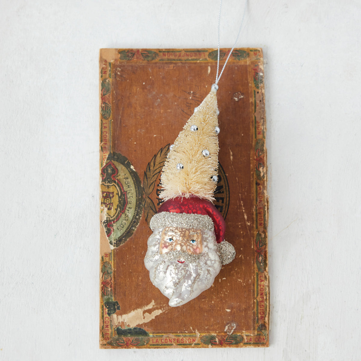 Santa Head With Bottle Brush Tree Ornament