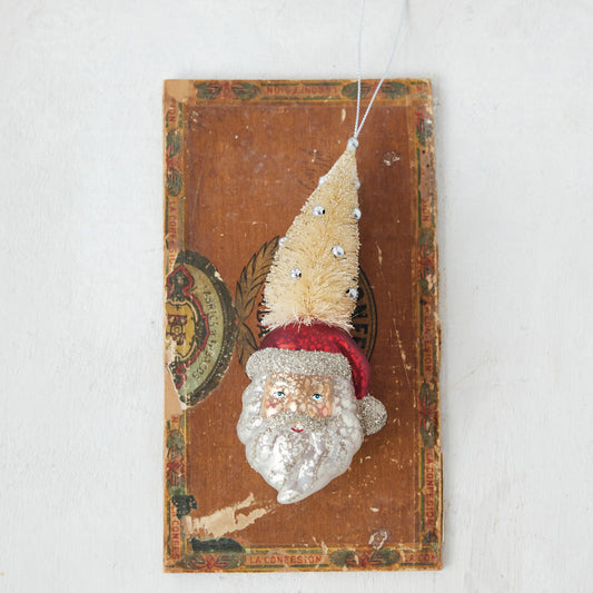 Santa Head With Bottle Brush Tree Ornament