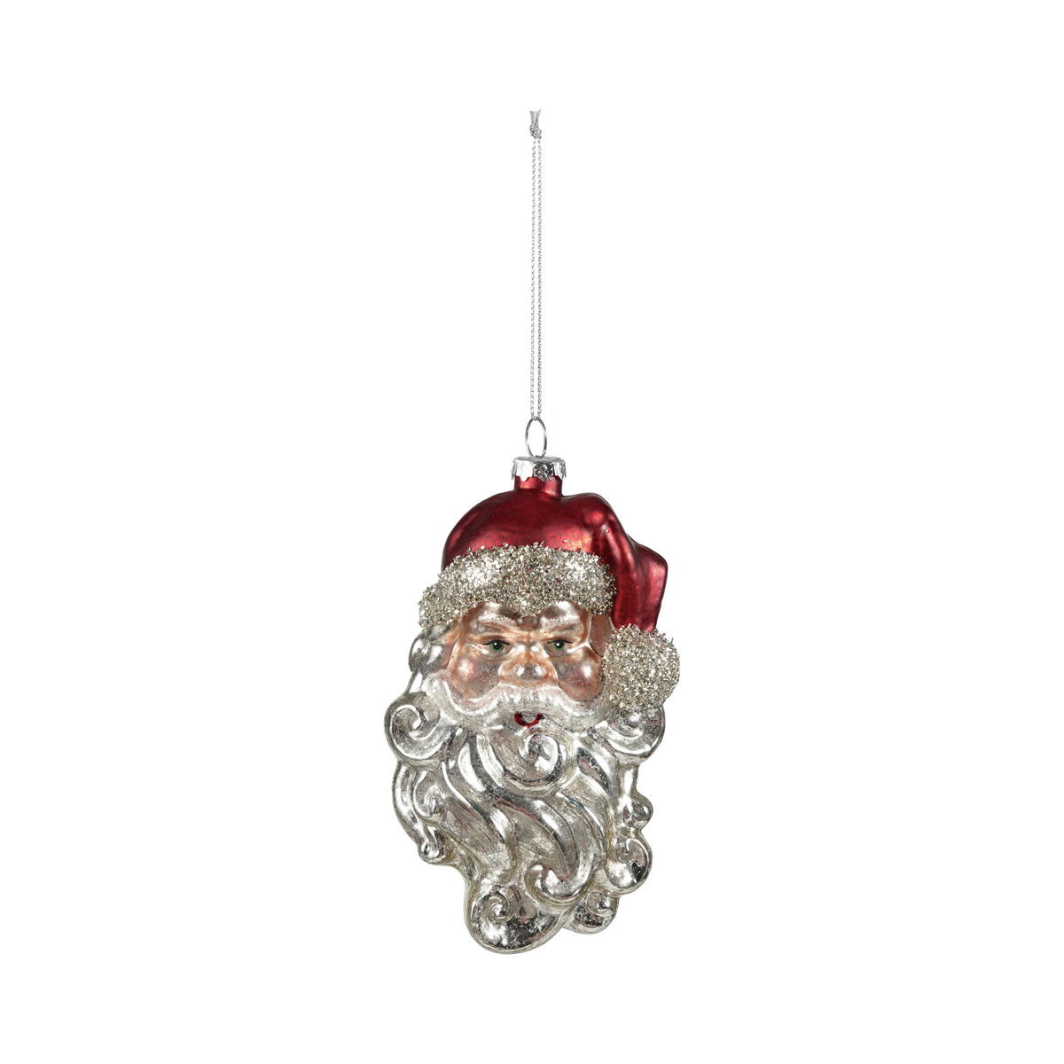 Mercury Glass Santa Head Ornament