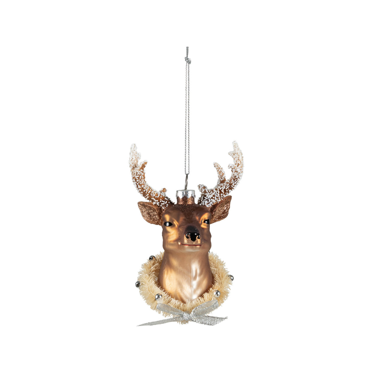 Glitter Deer With Wreath Ornament