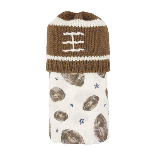 Football Swaddle & Hat Set