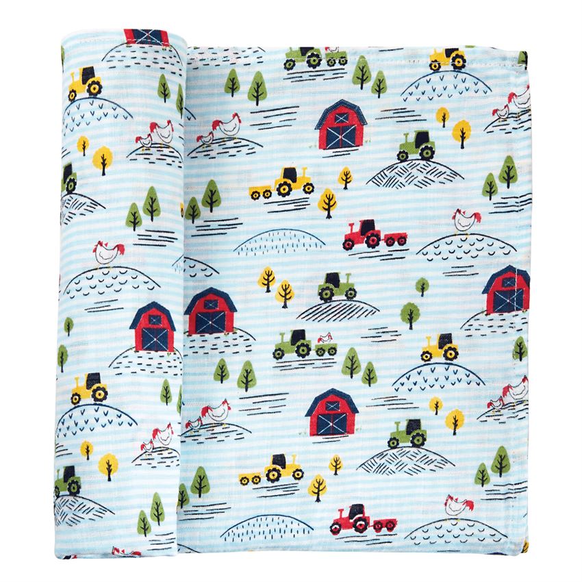 Farmhouse Muslin Swaddle Blanket