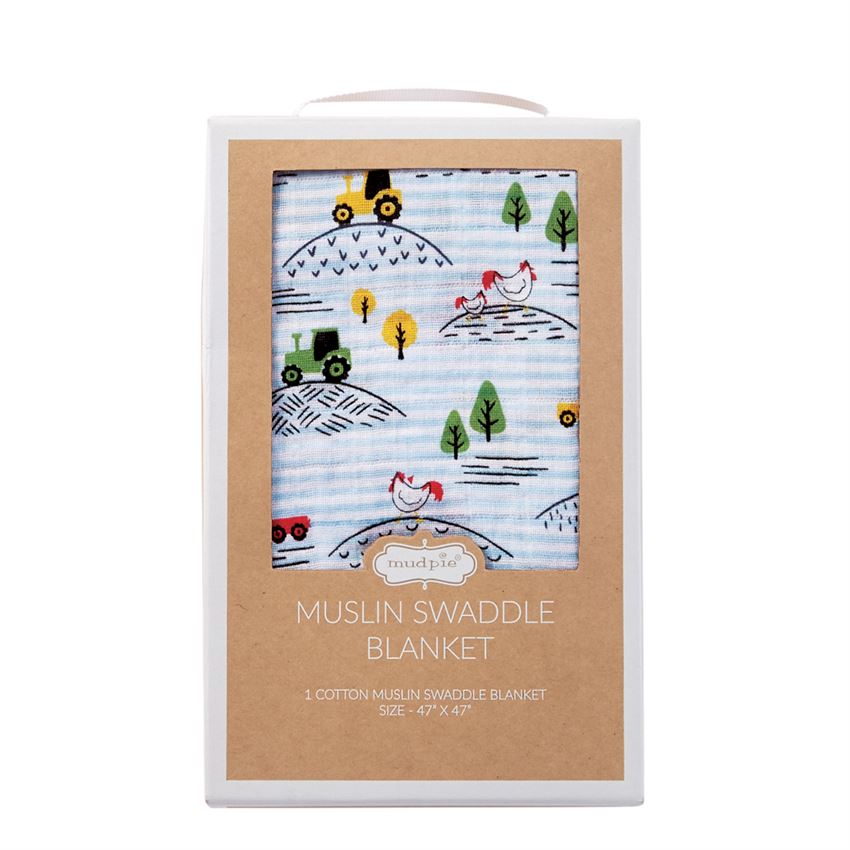 Farmhouse Muslin Swaddle Blanket