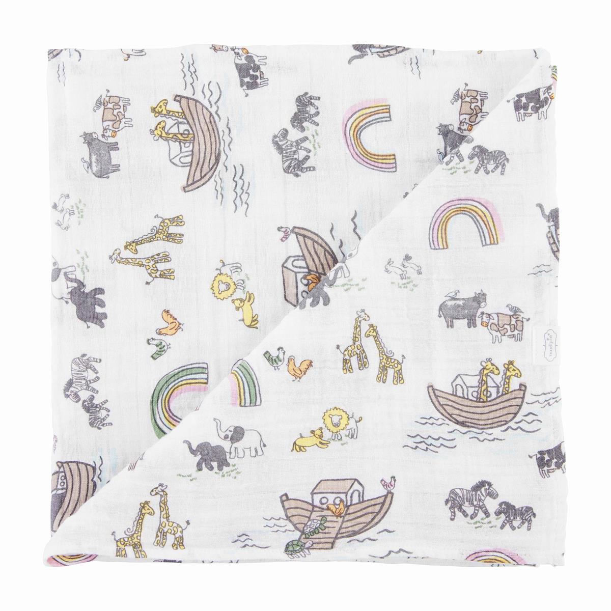 Noah's Ark Muslin Swaddle Blanket
