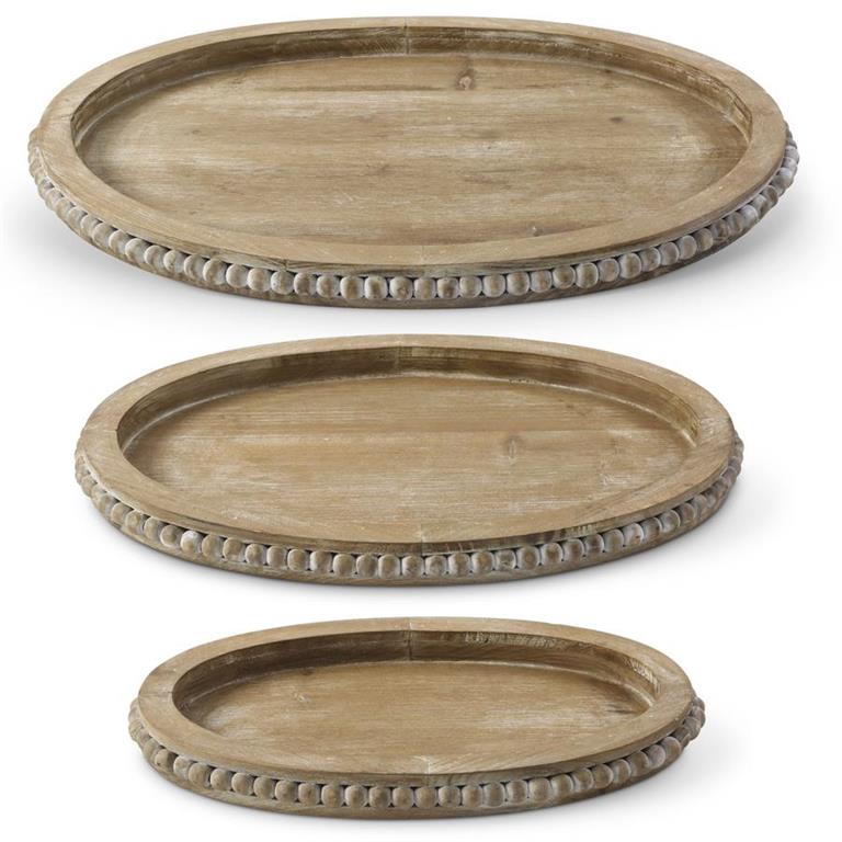 Beaded Oval Wooden Tray