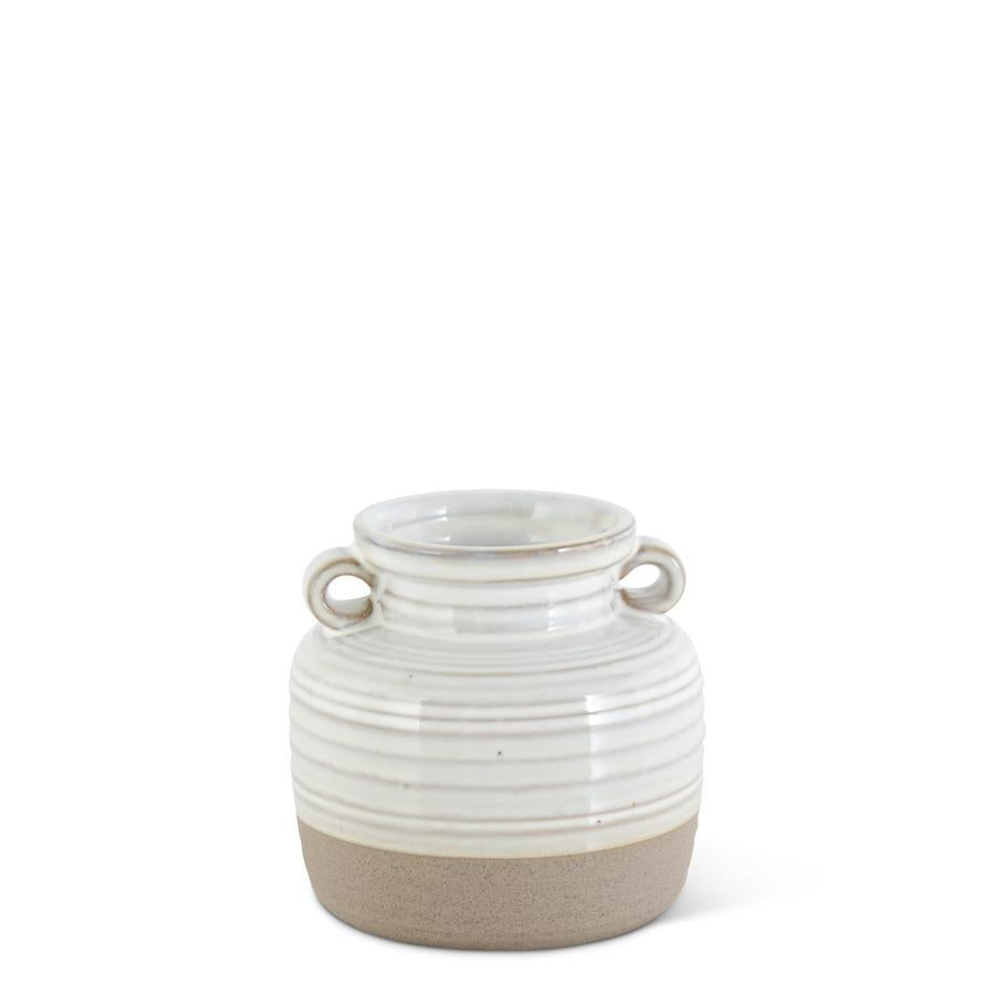White Ceramic Double Handled Pot