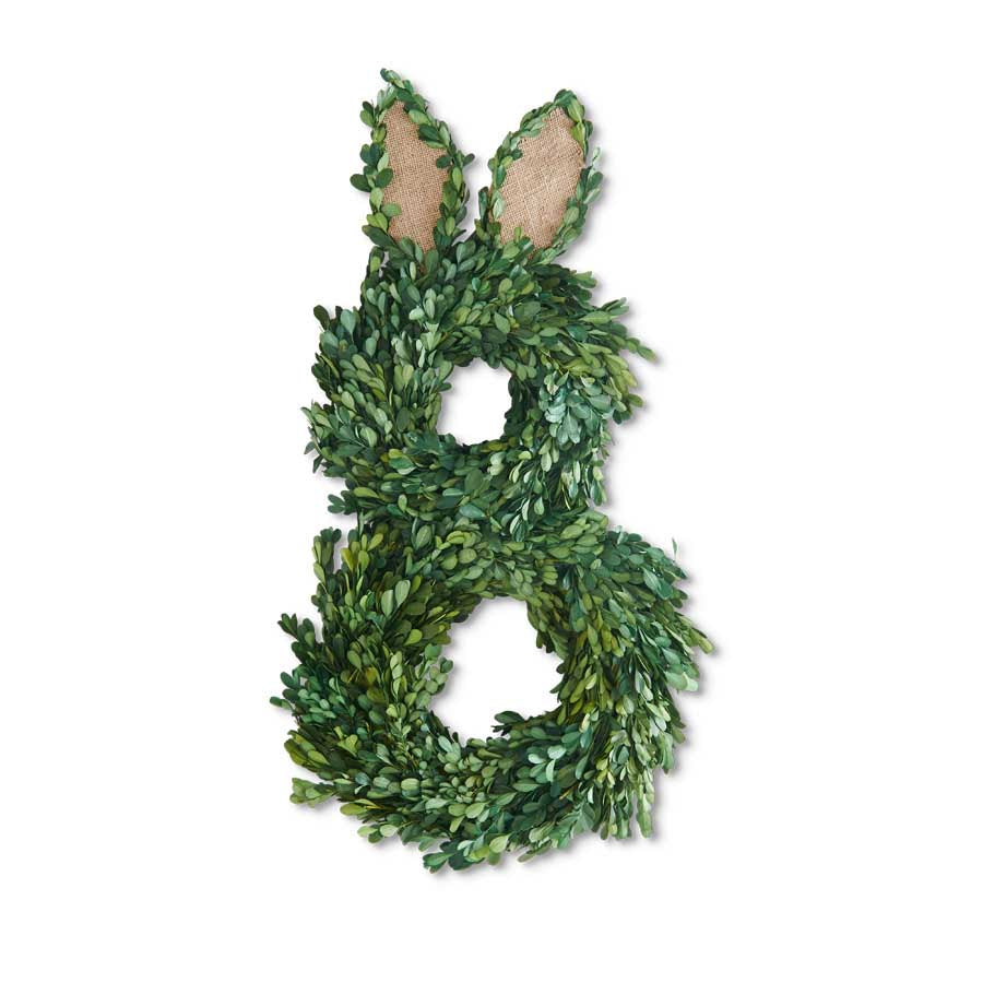 Preserved Boxwood & Burlap Rabbit Wreath