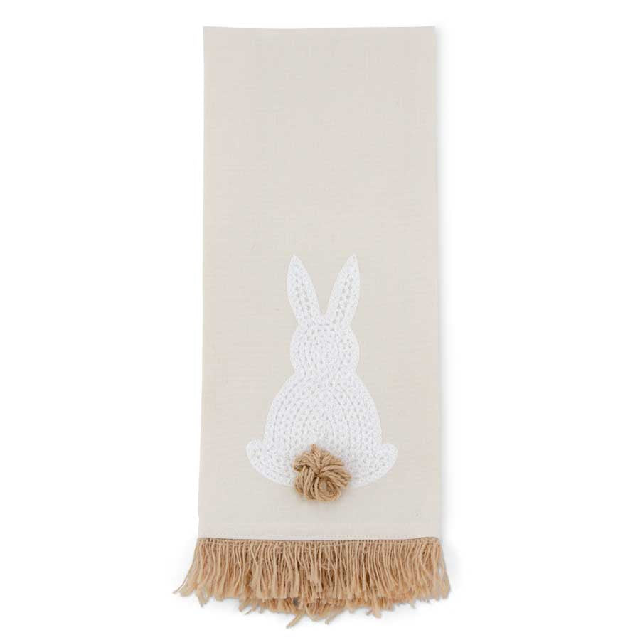 White Embroidered Easter Bunny Tea Towel