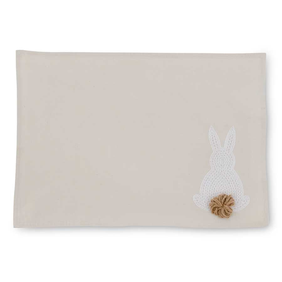 White Embroidered Easter Bunny Placemat