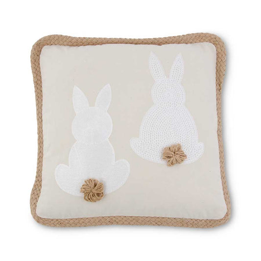 White Embroidered Easter Bunny Pillow
