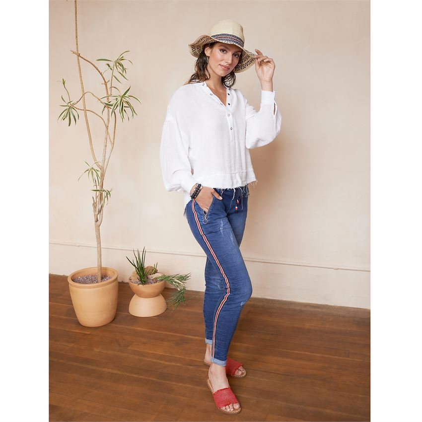 ROYALTY RACING STRIPE PULL ON JEAN