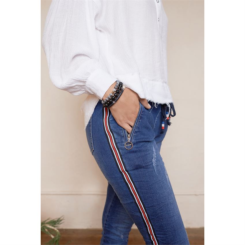 ROYALTY RACING STRIPE PULL ON JEAN