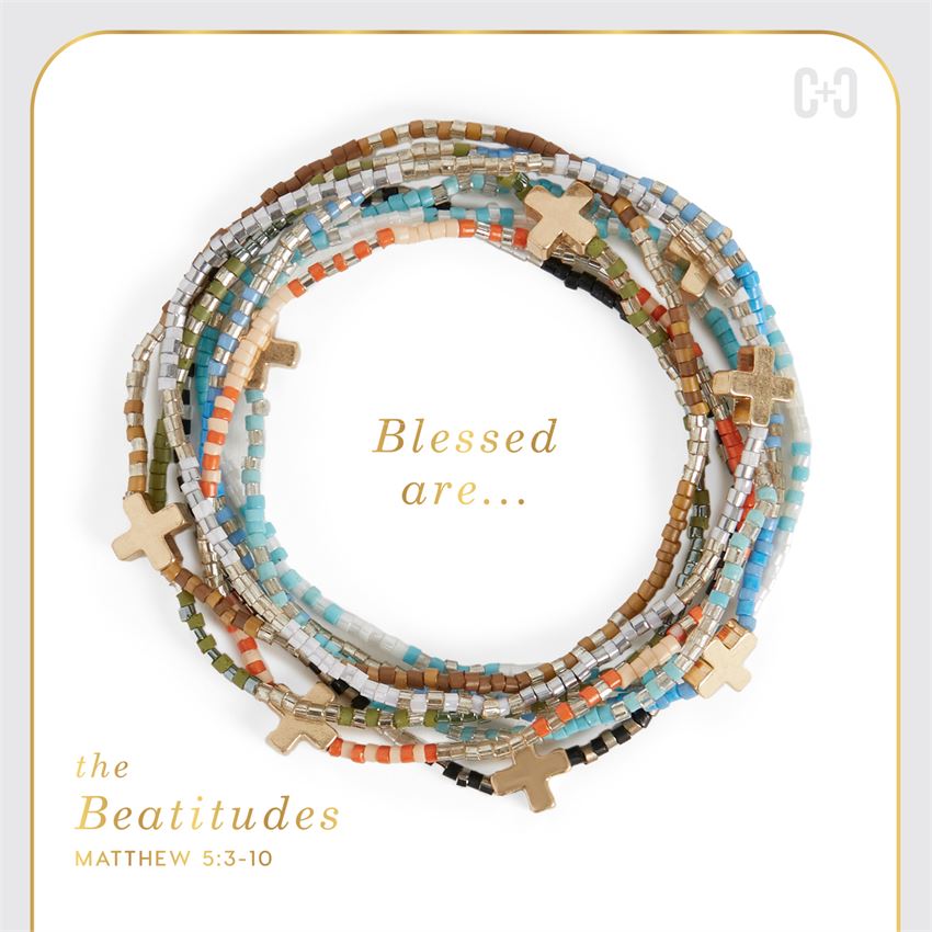The Beatitudes Cross Charm Bracelet - Gold