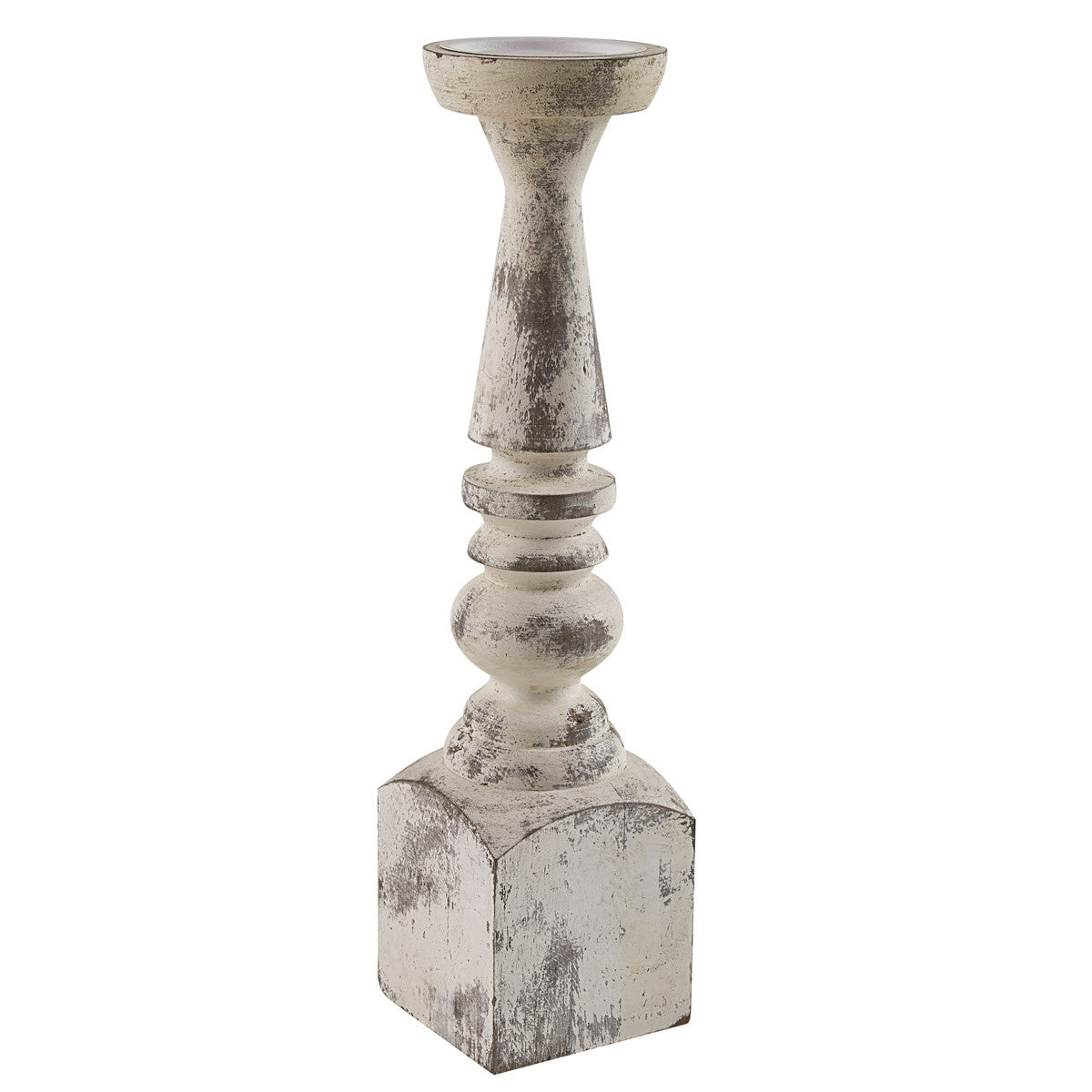 White Distressed Candlestick