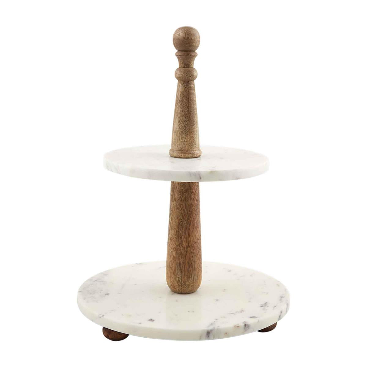 Marble & Wood Tiered Stand