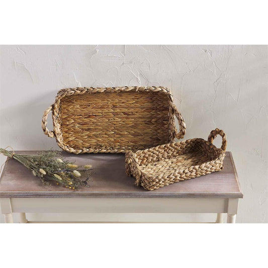 Woven Basket Tray Set