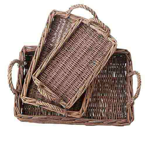 Woven Willow Handled Trays