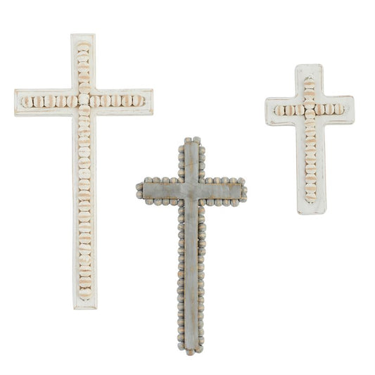 White-Washed Beaded Cross