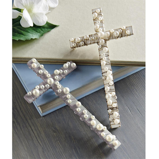 Wood & Wire Pearl Cross