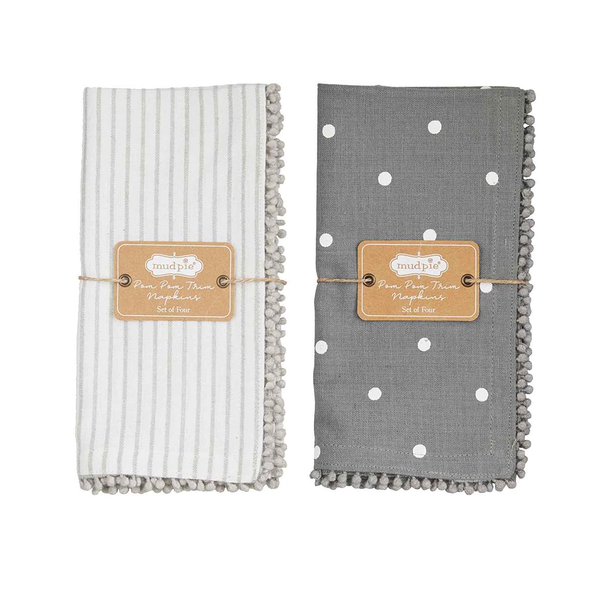 Gray Pom Trim Napkin Sets