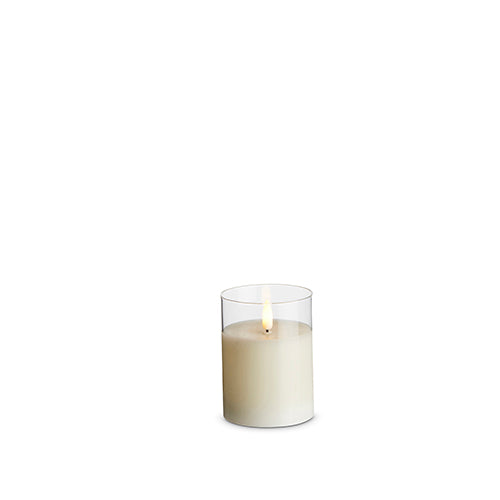 3" x 4" Clear Glass Ivory Pillar Candle