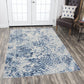 Floral Blue Distressed Rug