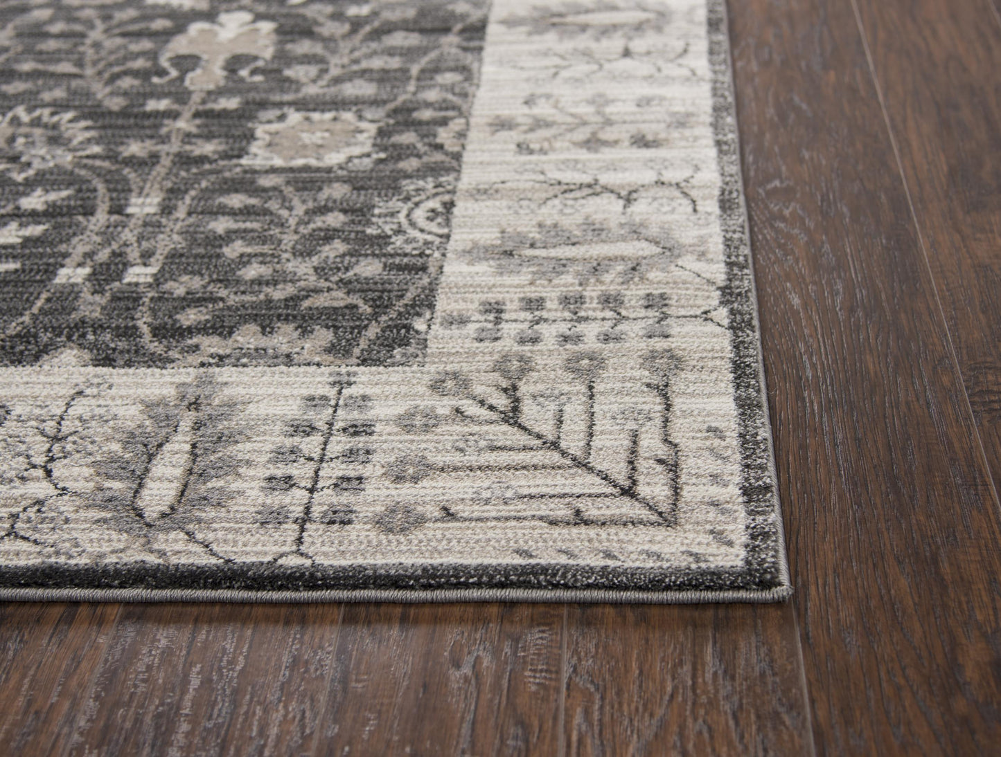 Border Gray Distressed Rug