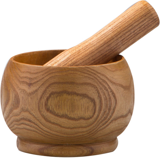 2-PIECE BOWL-SHAPED MORTAR AND PESTLE