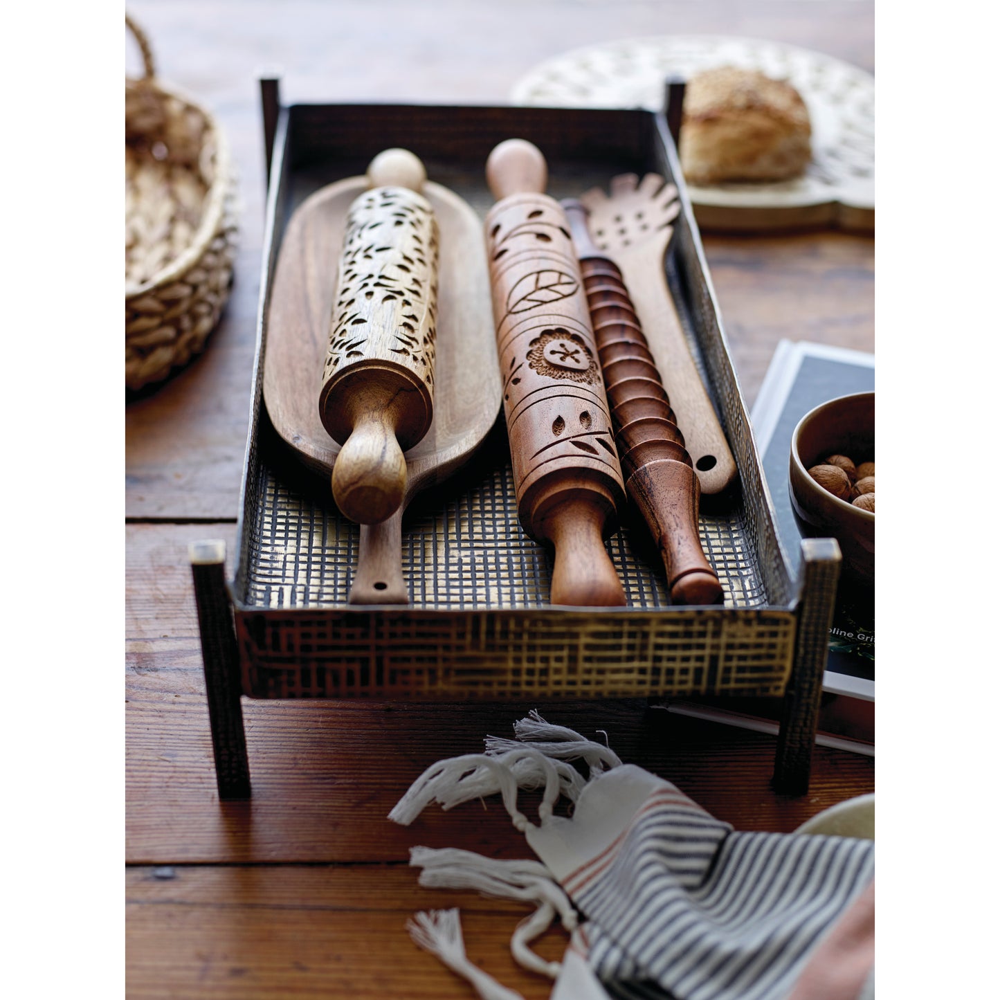 Hand-Carved Wood Rolling Pin
