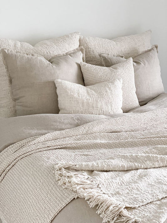 Ivory & Taupe Cotton Waffle Weave Bedding