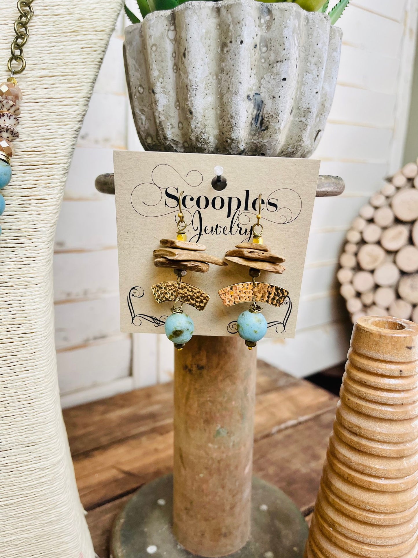 Azure Driftwood Seaglass Earrings