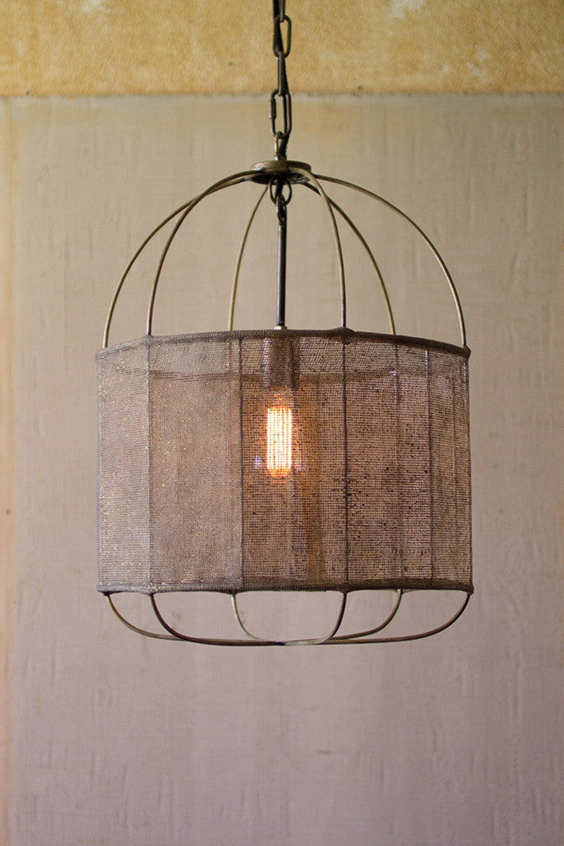 Drum Pendant Light with Fabric