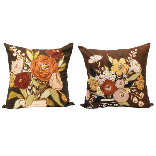 Flowers in Vase Cotton Pillow