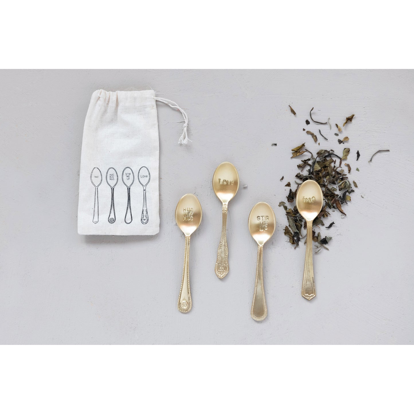 Set of Engraved Brass Spoons