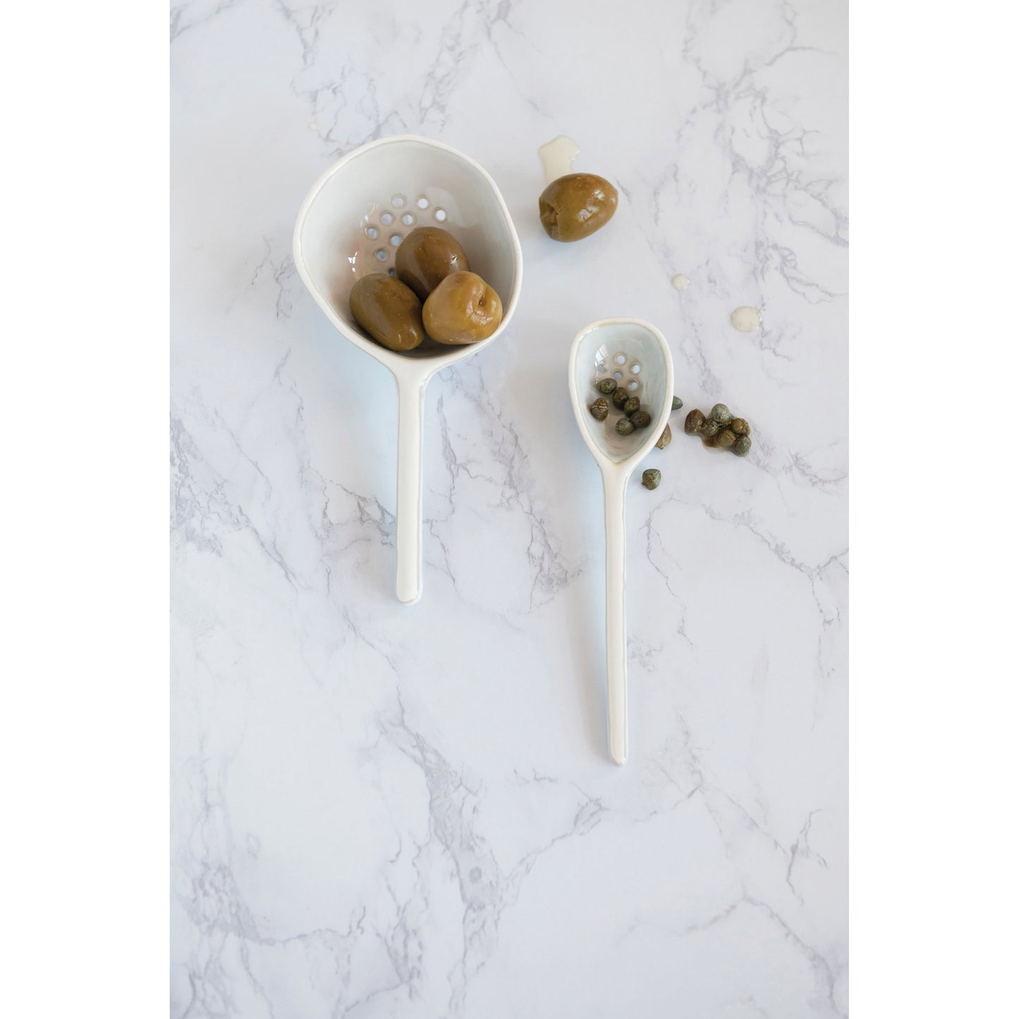 Glazed Stoneware Strainer Spoon