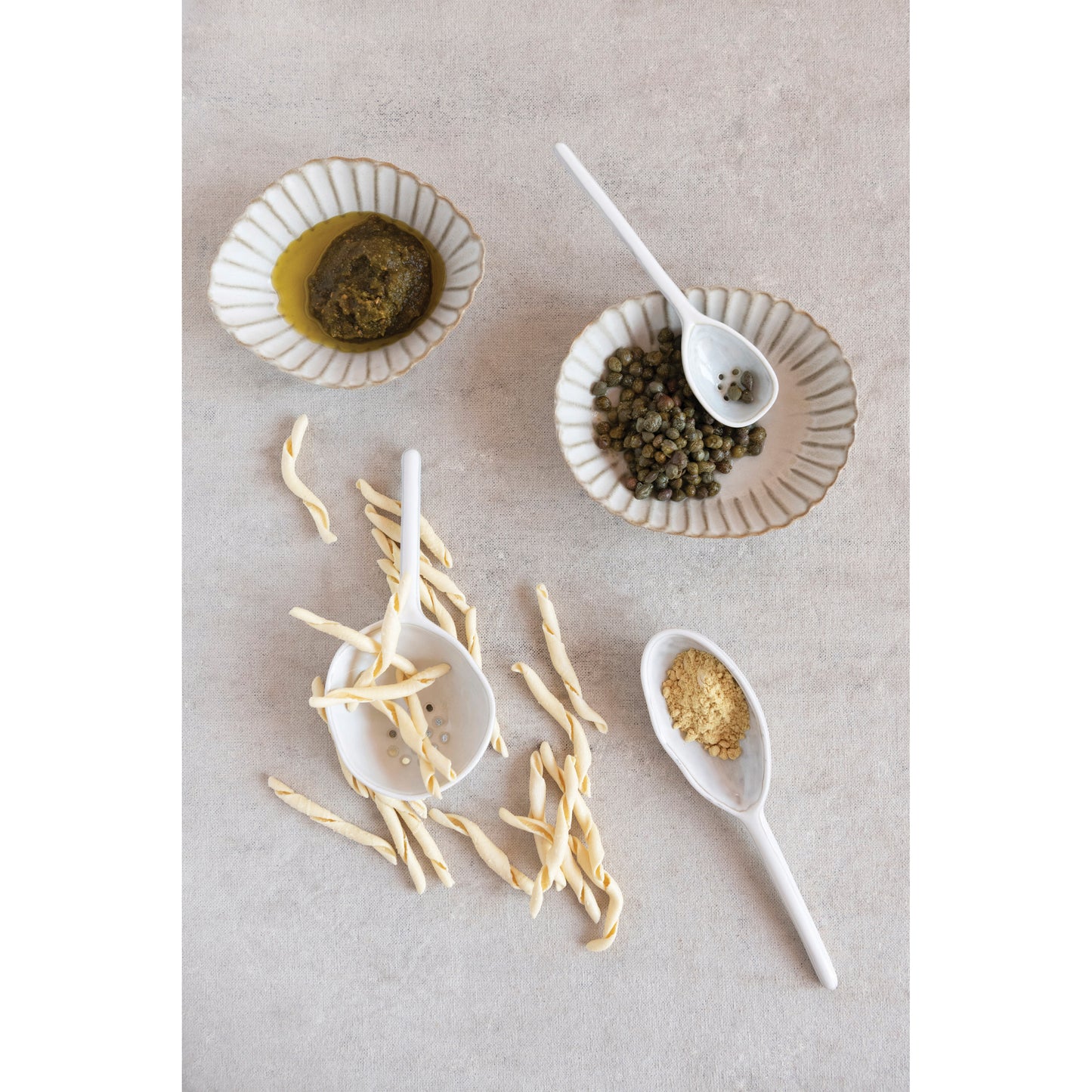 Glazed Stoneware Strainer Spoon