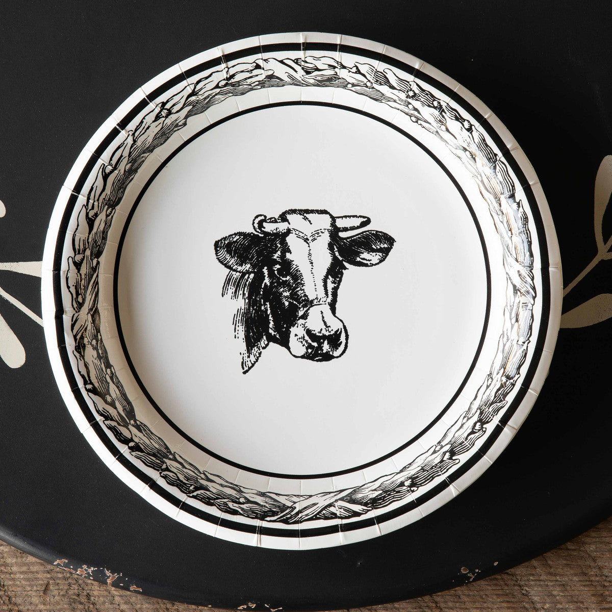 Black & White Cow Dinner Plate 10"