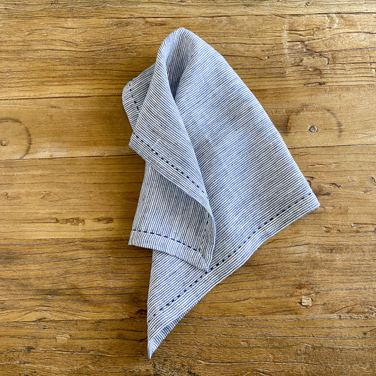 Pinstriped Blue Linen Napkin
