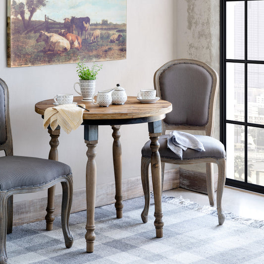 Round Wood Display Table with Metal Apron *DISC