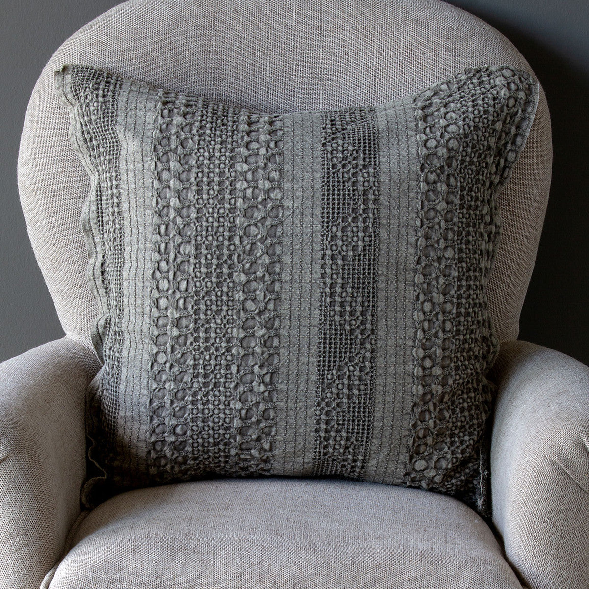 Grey Waffle Weave Pillow