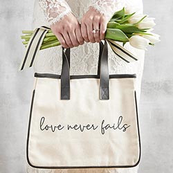 Love Never Fails Mini Canvas Tote