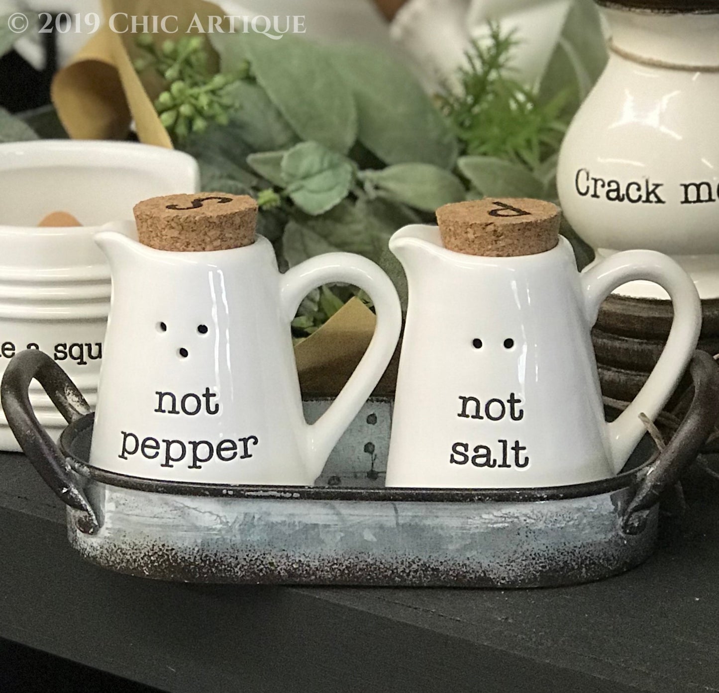 Speckle Salt and Pepper Shakers with Caddy