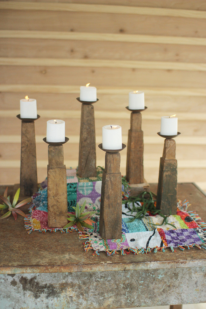 Repurposed Wooden Furniture Leg Candle Holders