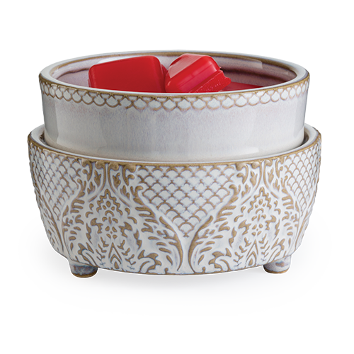 Vintage White Candle Warmer & Dish