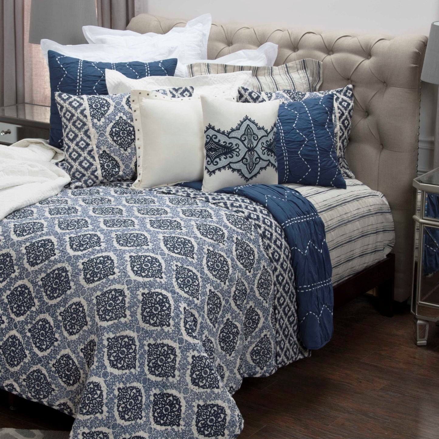 Jemma Hand Quilted Navy Bedding
