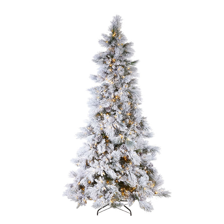 9' Pre-Lit Flocked Pine Tree