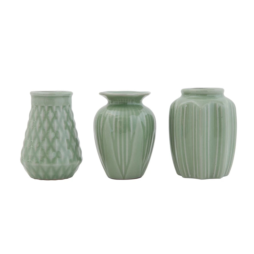 Glazed Jade Stoneware Vases